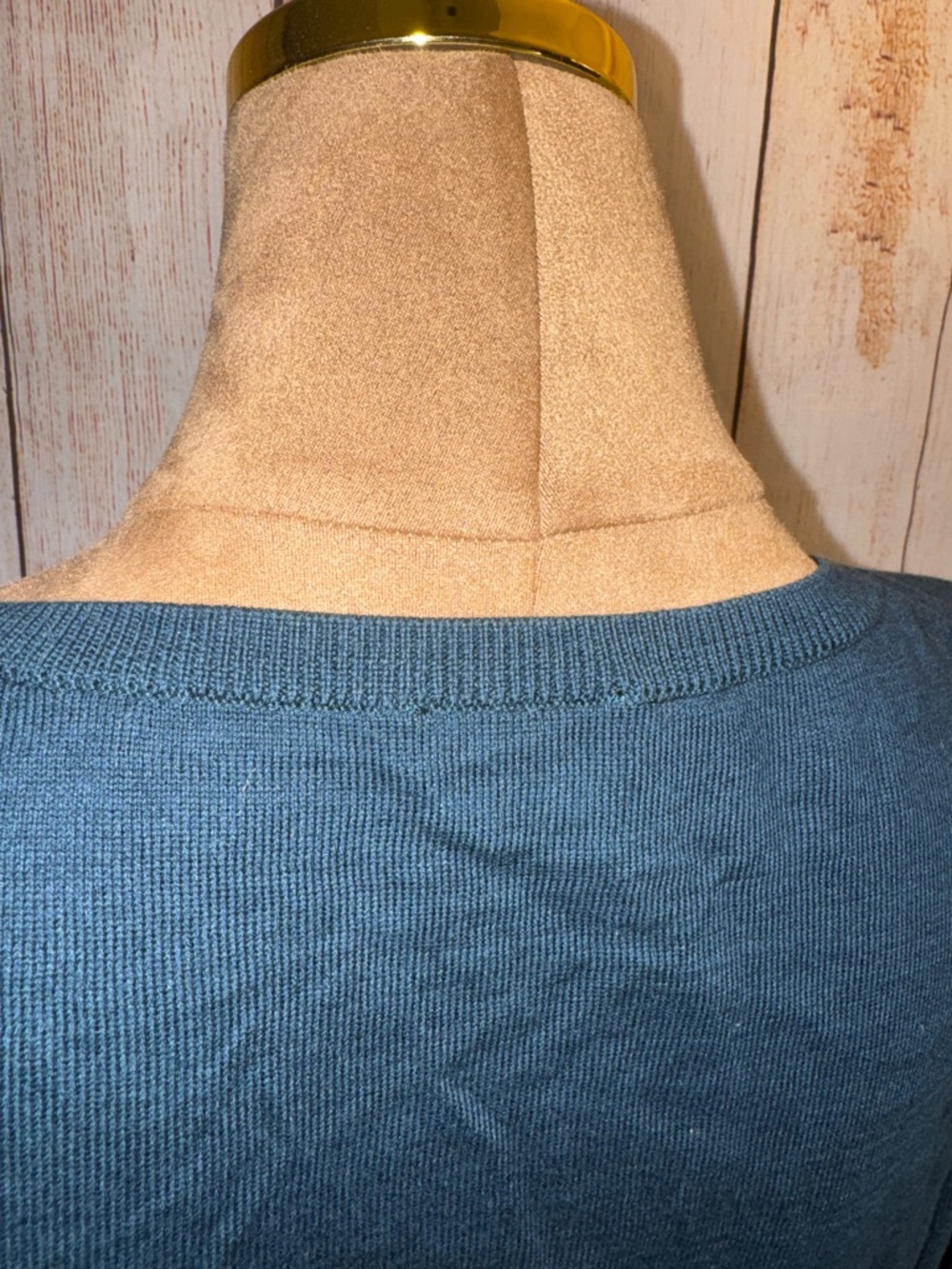 Talbots Blue Crewneck Sweater with rhinestone jewel owls, lightweight sz XL - Picture 7 of 12